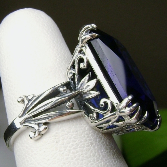 Large Rectangular Dark Blue Statement Ring - Picture 5 of 5